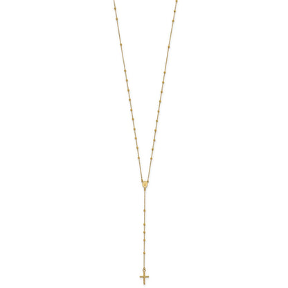 14K Gelbgold Poliert Rosenkranz 24 Zoll Halskette