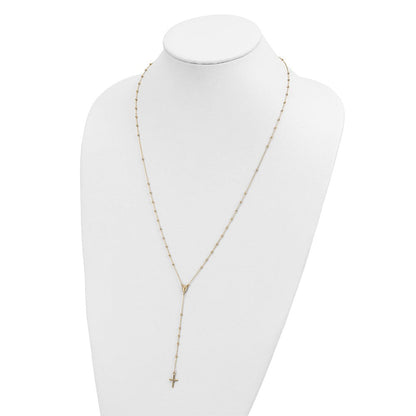 14K Gelbgold Poliert Rosenkranz 24 Zoll Halskette