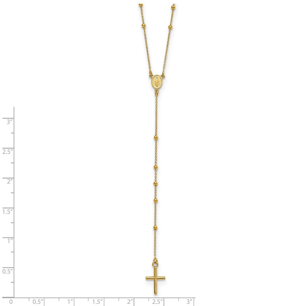 14K Gelbgold Poliert Rosenkranz 24 Zoll Halskette