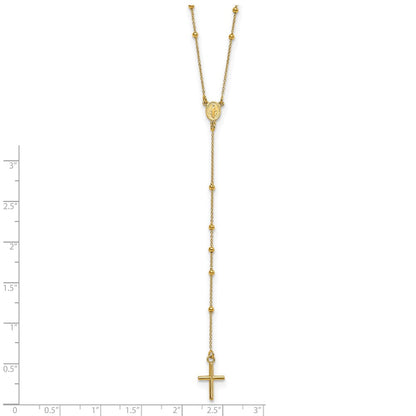 14K Gelbgold Poliert Rosenkranz 24 Zoll Halskette