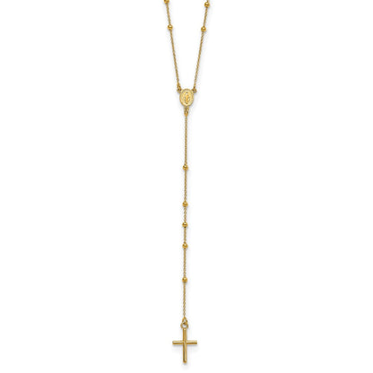 14K Gelbgold Poliert Rosenkranz 24 Zoll Halskette