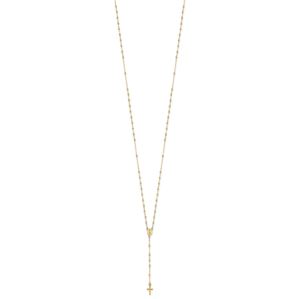 14K Gelbgold Poliert & Diamantiert mit 3 Zoll Verlängerung. Rosenkranz Halskette
