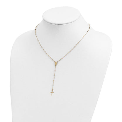 14K Gelbgold Poliert & Diamantiert mit 3 Zoll Verlängerung. Rosenkranz Halskette