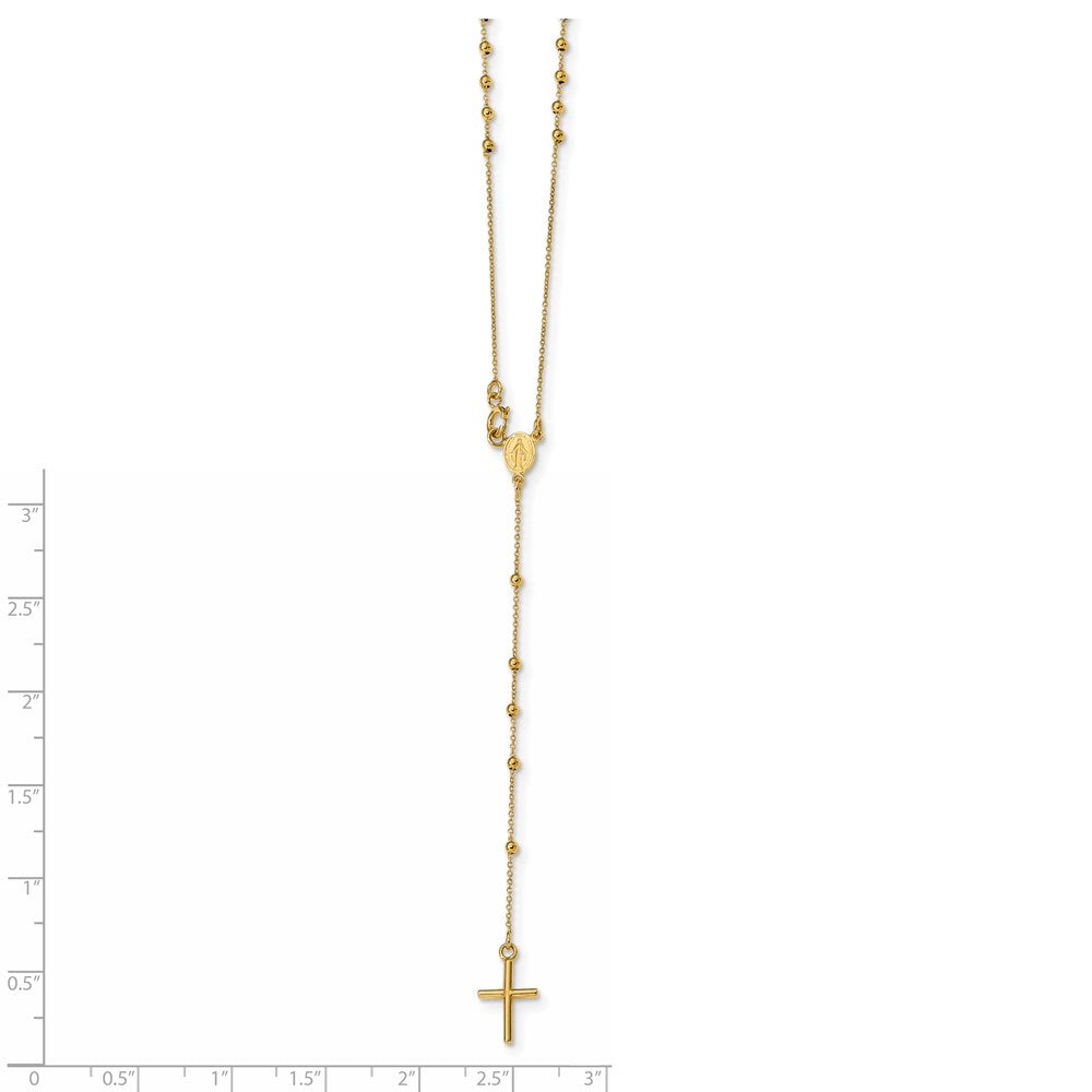 14K Gelbgold Poliert Gekugelt Rosenkranz 16.5 Zoll Halskette