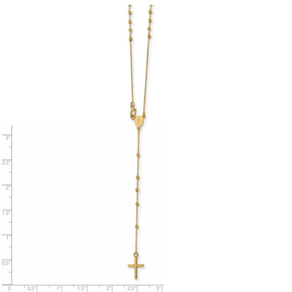 14K Gelbgold Poliert Gekugelt Rosenkranz 16.5 Zoll Halskette
