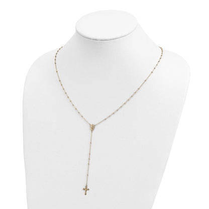 14K Gelbgold Poliert 2mm Gekugelt Rosenkranz Halskette