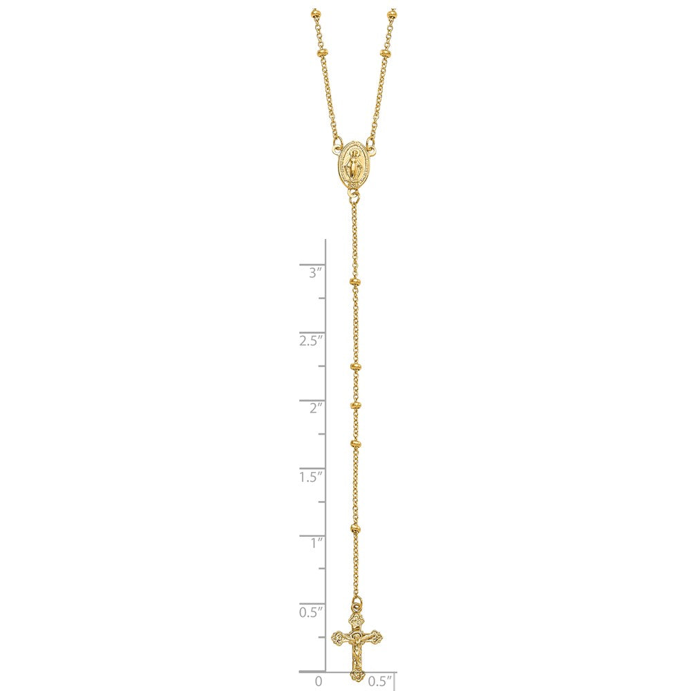 14K Gelbgold Poliert 2mm Gekugelt Rosenkranz Halskette