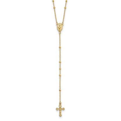 14K Gelbgold Poliert 2mm Gekugelt Rosenkranz Halskette