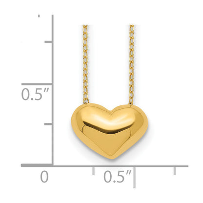 14K Gelbgold Poliert Gewölbt Herz 18 Zoll Halskette