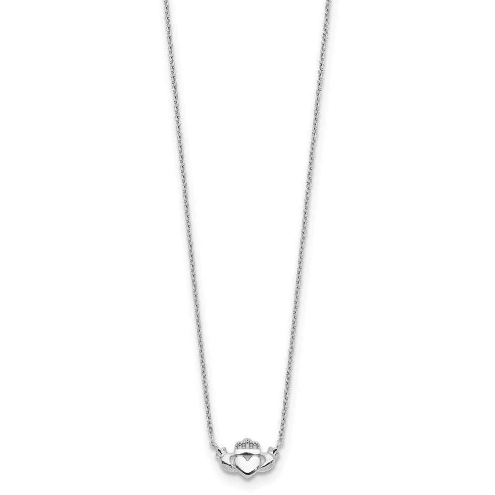 14K Weißgold Poliert Claddagh Halskette
