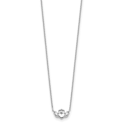 14K Weißgold Poliert Claddagh Halskette