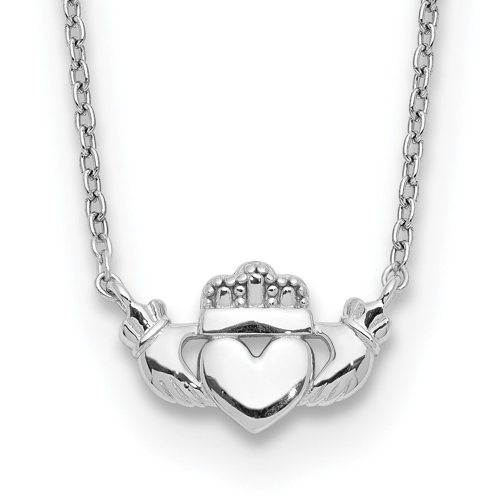 14K Weißgold Poliert Claddagh Halskette