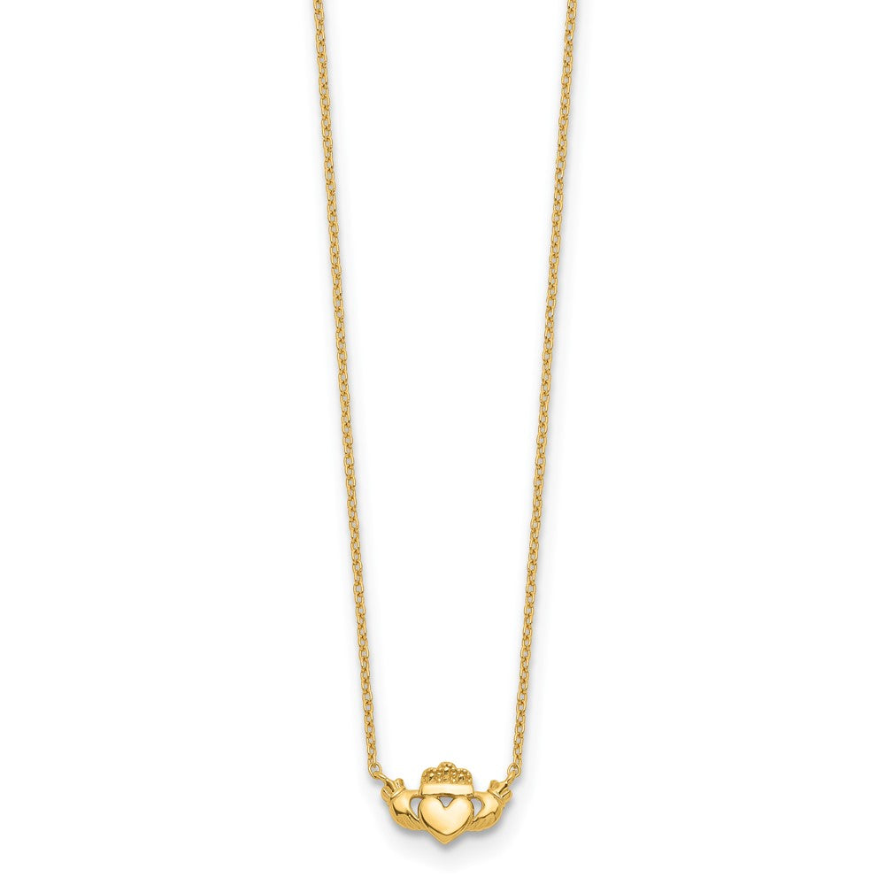 14K Gelbgold Poliert Claddagh 17 Zoll Halskette