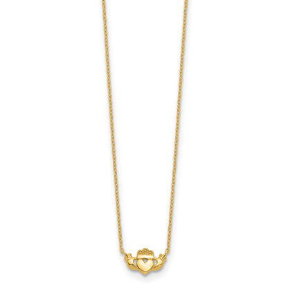 14K Gelbgold Poliert Claddagh 17 Zoll Halskette