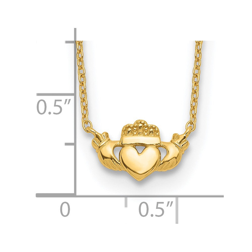 14K Gelbgold Poliert Claddagh 17 Zoll Halskette