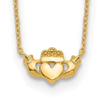 14K Gelbgold Poliert Claddagh 17 Zoll Halskette