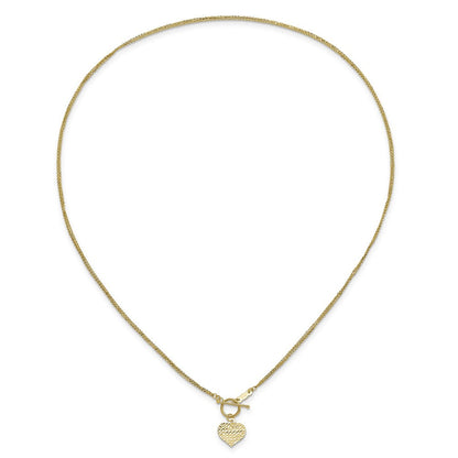 14K Gelbgold Poliert 3-strand Diamantiert Herz Knebel Halskette