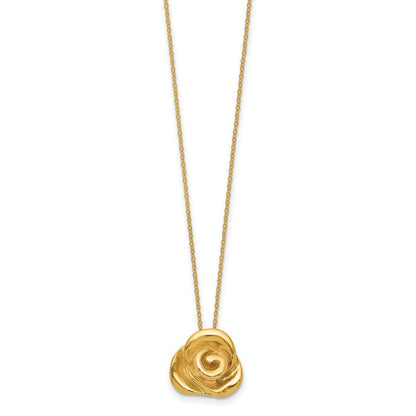 14K Gelbgold Poliert Gewölbt Rose 18 Zoll Halskette