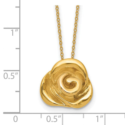14K Gelbgold Poliert Gewölbt Rose 18 Zoll Halskette