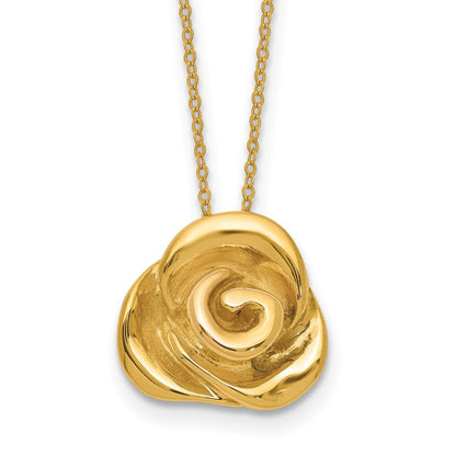 14K Gelbgold Poliert Gewölbt Rose 18 Zoll Halskette