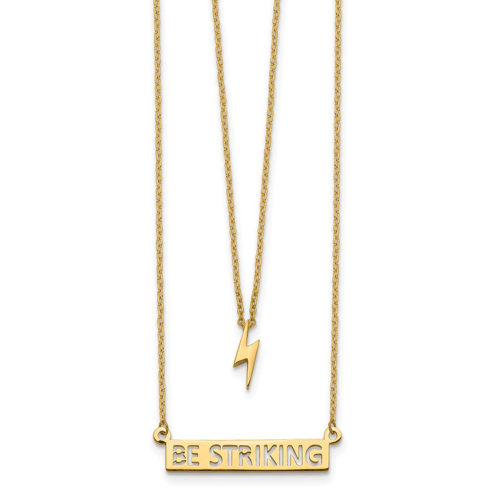 14K Gelbgold Zwei-strand Poliert Blitz & Be Striking Stab Halskette