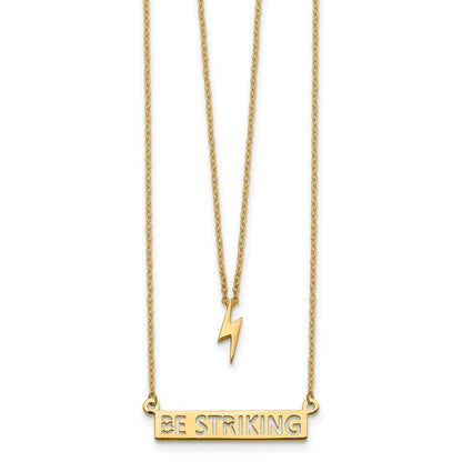14K Gelbgold Zwei-strand Poliert Blitz & Be Striking Stab Halskette