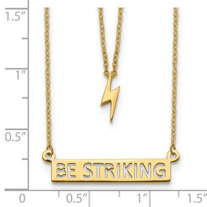 14K Gelbgold Zwei-strand Poliert Blitz & Be Striking Stab Halskette