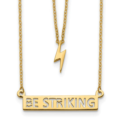 14K Gelbgold Zwei-strand Poliert Blitz & Be Striking Stab Halskette