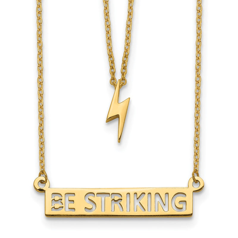 14K Gelbgold Zwei-strand Poliert Blitz & Be Striking Stab Halskette