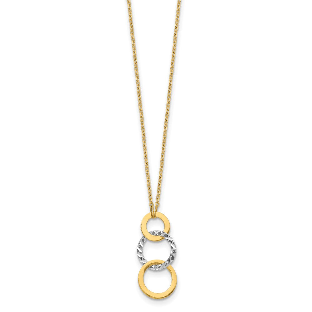 14K Bicolor Poliert & Strukturiert 3-circle Halskette