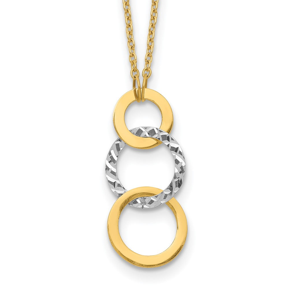 14K Bicolor Poliert & Strukturiert 3-circle Halskette