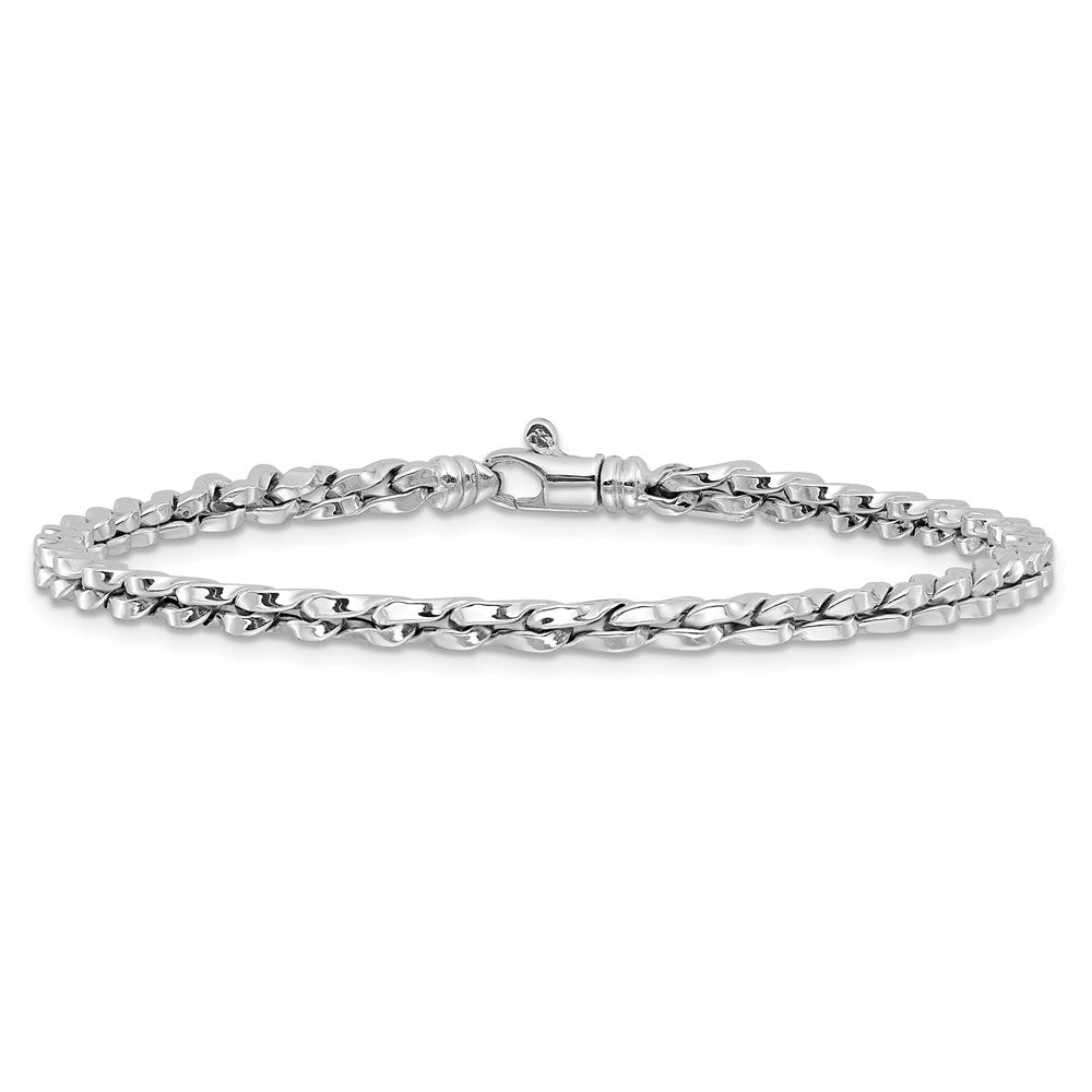 7.5 Zoll 14K Weißgold Poliert Fantasieglieder Armband