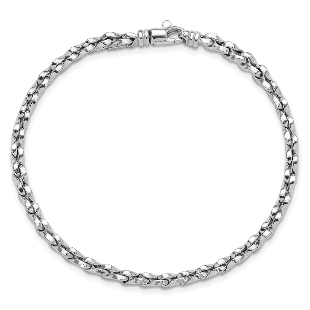 7.5 Zoll 14K Weißgold Poliert Fantasieglieder Armband