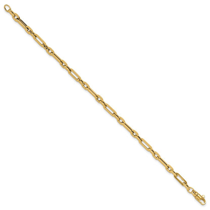 7.5 Zoll 14K Gold Poliert Fantasieglieder Armband