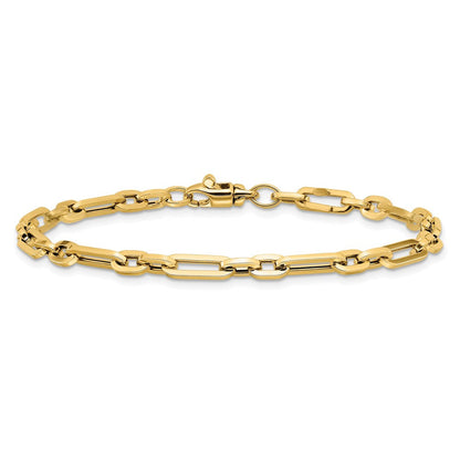 7.5 Zoll 14K Gold Poliert Fantasieglieder Armband