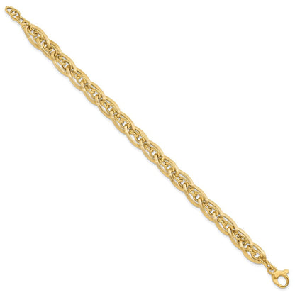 8 Zoll 14K Gold Poliert und Gerillt Mit.5 in Verlängerung. Fantasieglieder Armband