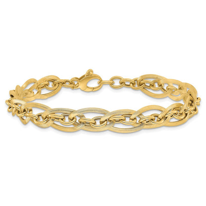 8 Zoll 14K Gold Poliert und Gerillt Mit.5 in Verlängerung. Fantasieglieder Armband