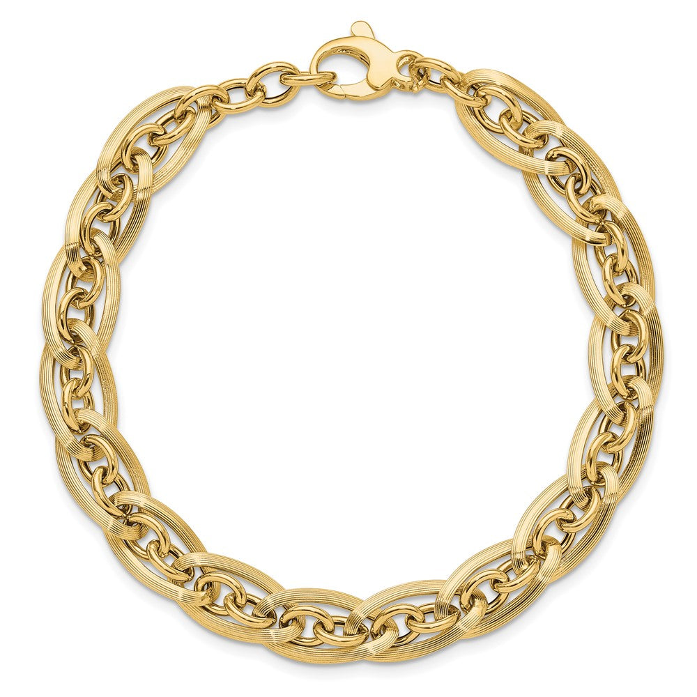 8 Zoll 14K Gold Poliert und Gerillt Mit.5 in Verlängerung. Fantasieglieder Armband
