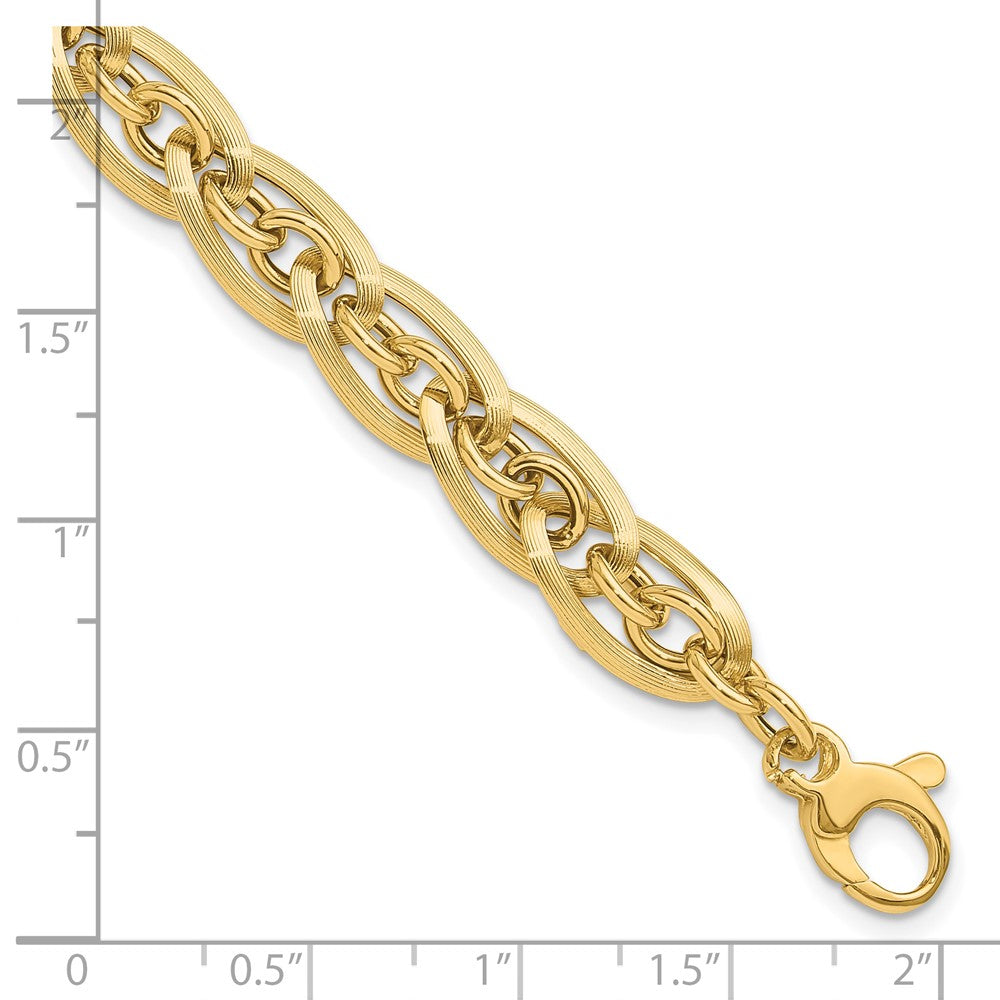 8 Zoll 14K Gold Poliert und Gerillt Mit.5 in Verlängerung. Fantasieglieder Armband