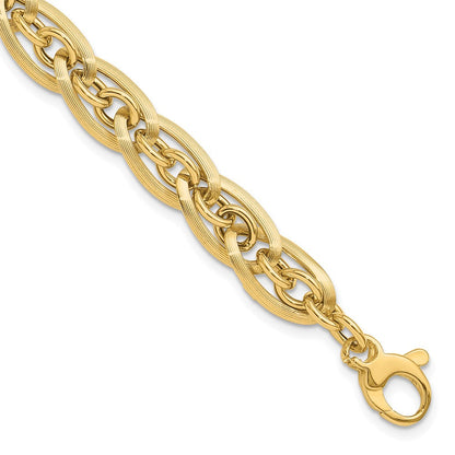 8 Zoll 14K Gold Poliert und Gerillt Mit.5 in Verlängerung. Fantasieglieder Armband