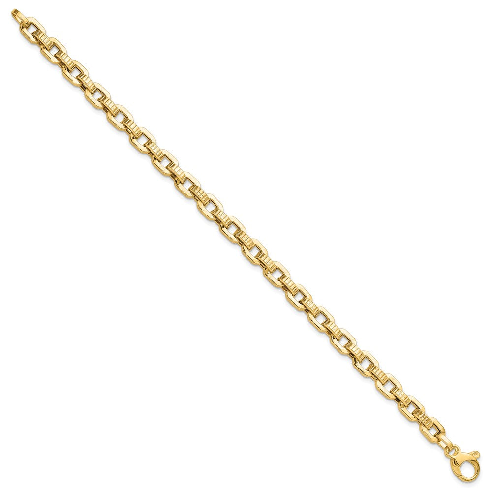 7.5 Zoll 14K Gold Poliert & Strukturiert Fantasieglieder Armband