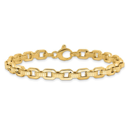 7.5 Zoll 14K Gold Poliert & Strukturiert Fantasieglieder Armband