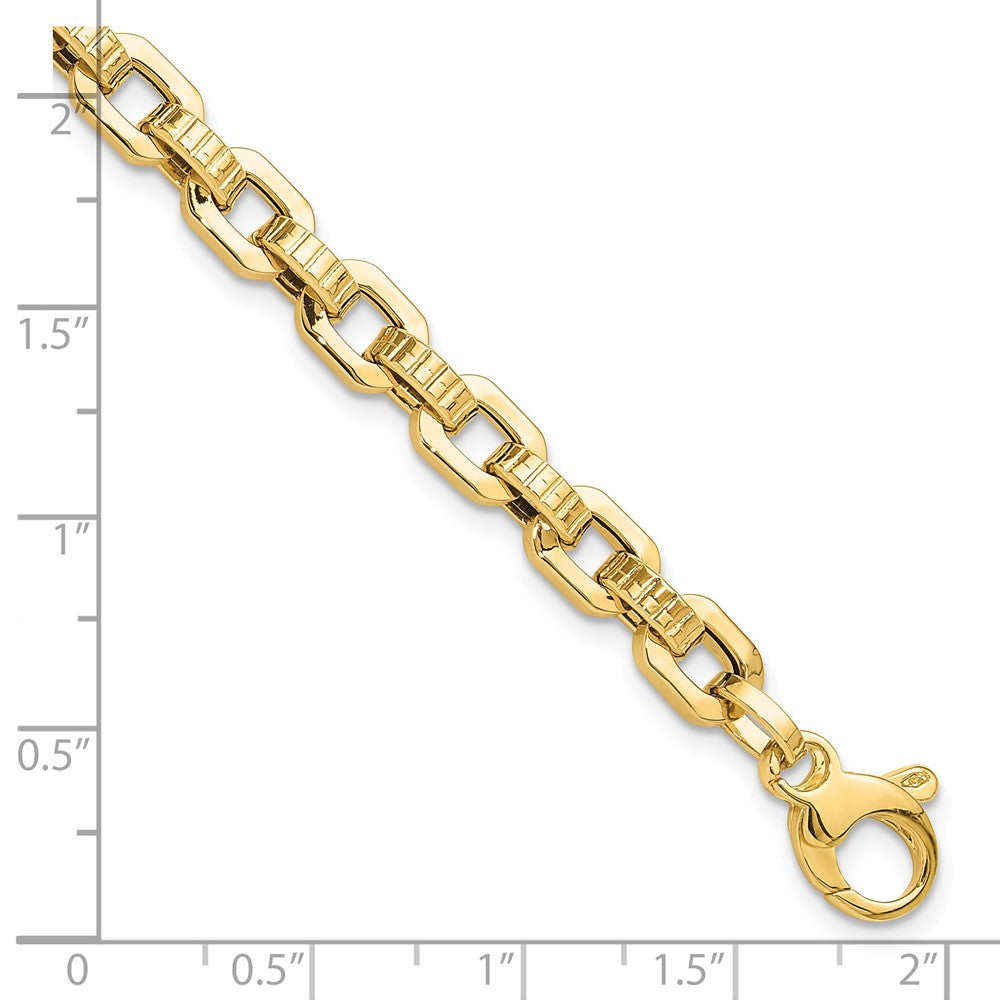 7.5 Zoll 14K Gold Poliert & Strukturiert Fantasieglieder Armband