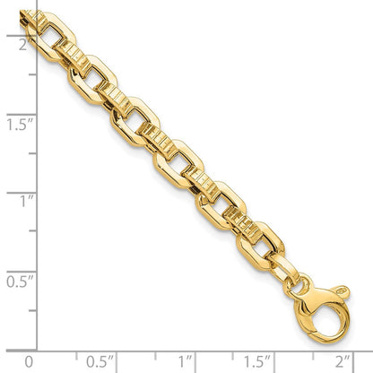 7.5 Zoll 14K Gold Poliert & Strukturiert Fantasieglieder Armband