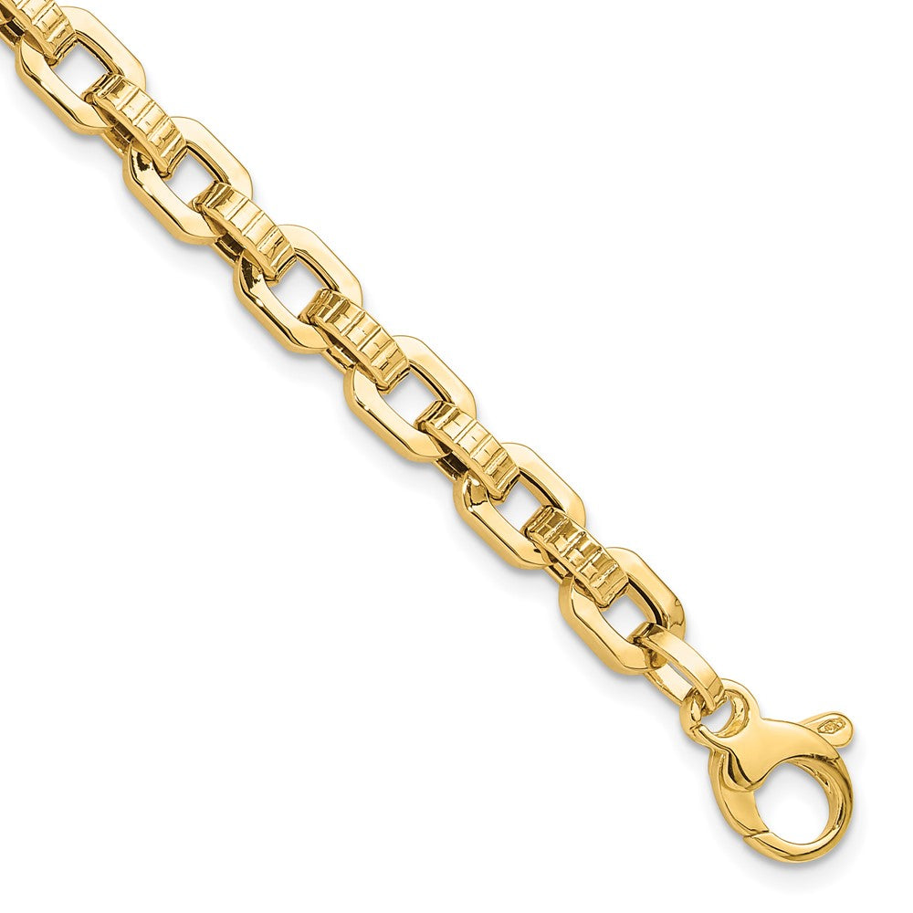 7.5 Zoll 14K Gold Poliert & Strukturiert Fantasieglieder Armband