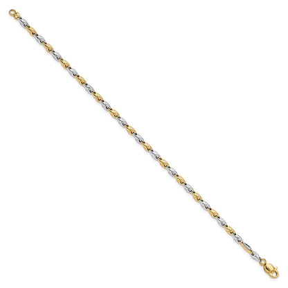 7.5 Zoll 14K Bicolor Poliert Fantasieglieder Armband