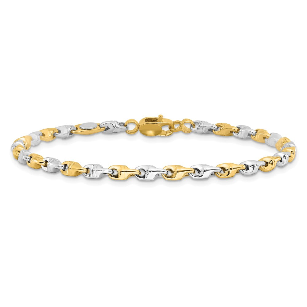 7.5 Zoll 14K Bicolor Poliert Fantasieglieder Armband