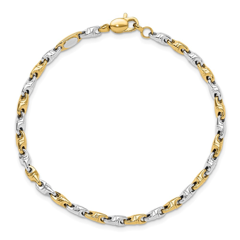 7.5 Zoll 14K Bicolor Poliert Fantasieglieder Armband