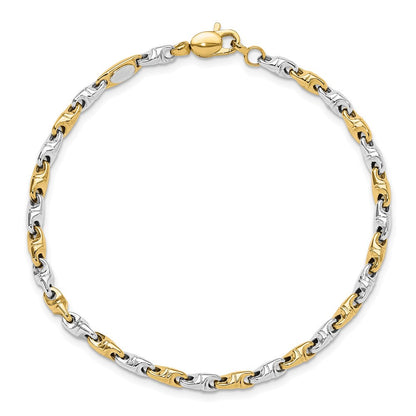 7.5 Zoll 14K Bicolor Poliert Fantasieglieder Armband
