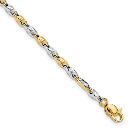 7.5 Zoll 14K Bicolor Poliert Fantasieglieder Armband